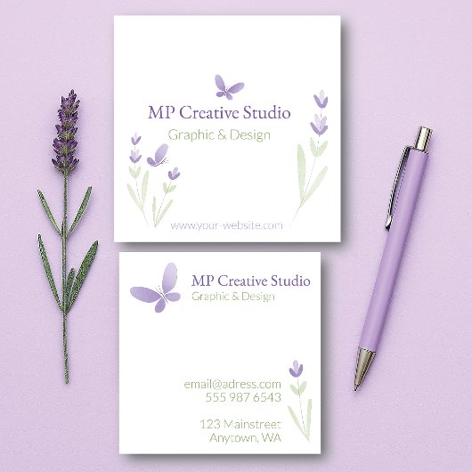 Lavender Business Branding Vierkante Visitekaartje