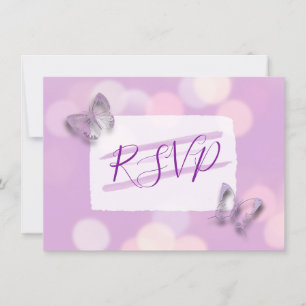 Lavender Butterflies Wedding RSVP Kaart
