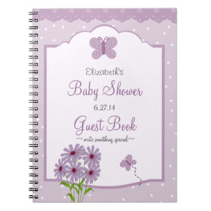Lavender Butterfly Baby shower Guest Book- Notitieboek