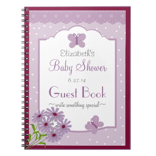 Lavender Butterfly Baby shower Guest Book- Notitieboek (Voorkant)