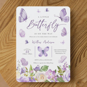 Lavender Butterfly Baby shower Invitation Kaart