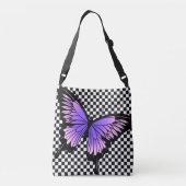 Lavender Butterfly Checker Cross Body Canvas tas (Achterkant)