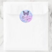 lavender butterfly dank u ronde sticker (Tas)