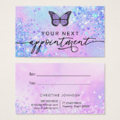 lavender butterfly faux glitter - kaart (Voorkant /achterkant)