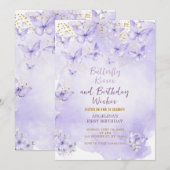 Lavender Butterfly First Birthday Invitation (Devant / Derrière)