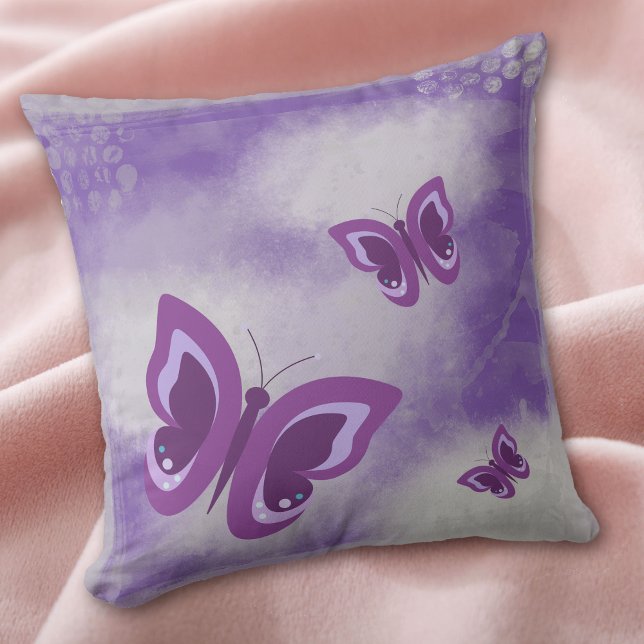 Lavender Butterfly Grunge Kussen (Creator heeft geüpload)