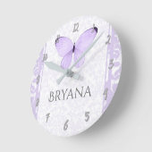 Lavender Butterfly Nursery Room Personalized Ronde Klok (Hoek)