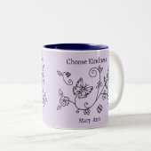 Lavender Butterfly Reminder Mug Tweekleurige Koffiemok (Voorkant rechts)