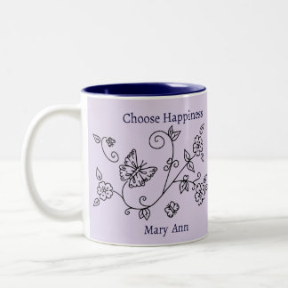 Lavender Butterfly Reminder Mug Tweekleurige Koffiemok