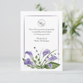 Lavender Calla Lilies Carte de remerciements de sy (Debout devant)