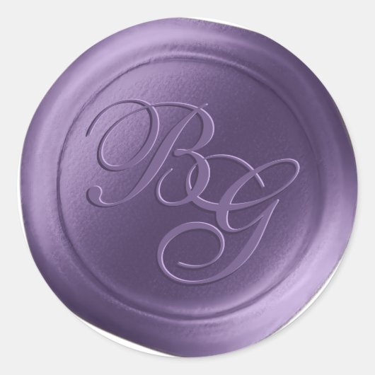 Lavender Calligraphy Monogram Wax Seal Stickers (Voorkant)