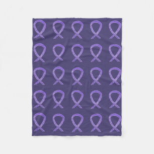 Lavender Cancer Awareness Ribbon Fleece Blanket Deken