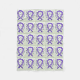 Lavender Cancer Awareness Ribbon Fleece Blanket Deken