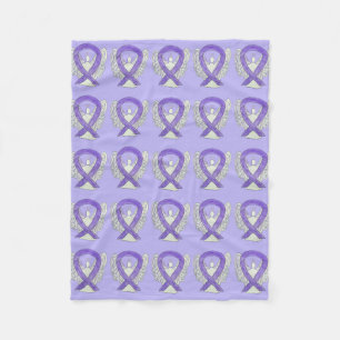 Lavender Cancer Awareness Ribbon Fleece Blanket Deken