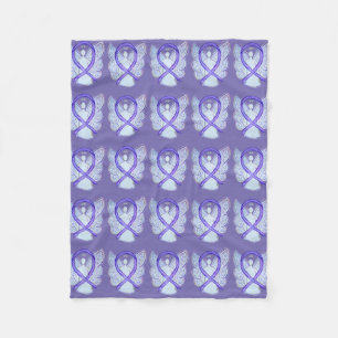 Lavender Cancer Awareness Ribbon Fleece Blankets Deken