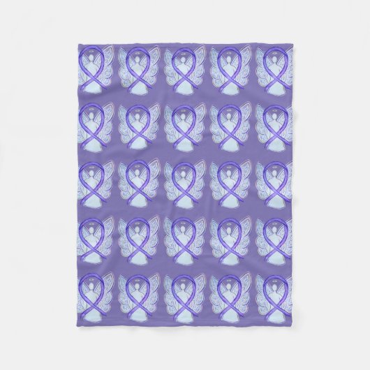 Lavender Cancer Awareness Ribbon Fleece Blankets Deken (Voorkant)