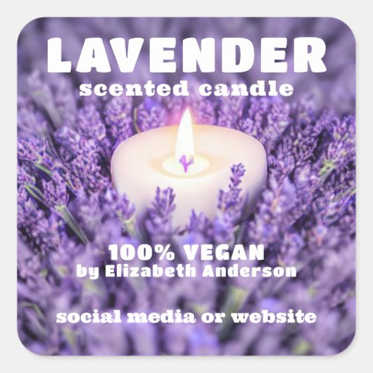 Lavender Candle Square Sticker (Voorkant)