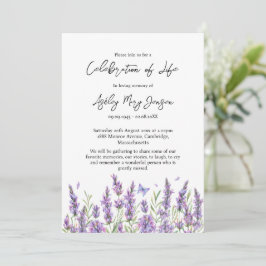 Lavender Celebration of Life Funeral Invitation Kaart