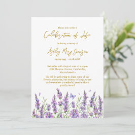 Lavender Celebration of Life Funeral Invitation Kaart