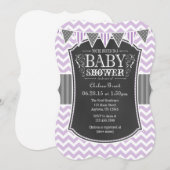 Lavender Chalkboard Chevron Baby shower Invite Kaart (Voorkant / Achterkant)