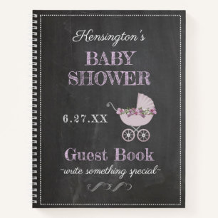 Lavender Chalkboard Look Baby shower livre d'invit