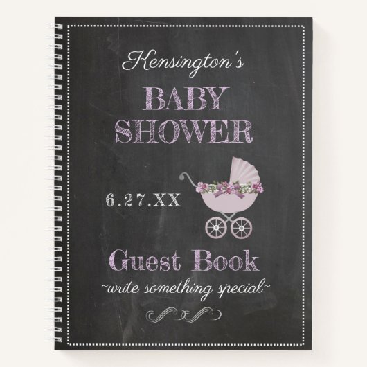 Lavender Chalkboard Look Baby shower livre d'invit (Devant)