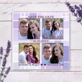 Lavender Checkered Photo Save the Date Magnet Magneet