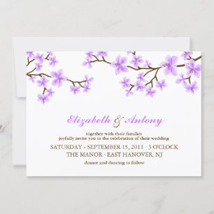 Lavender Cherry Blossom Wedding Kaart
