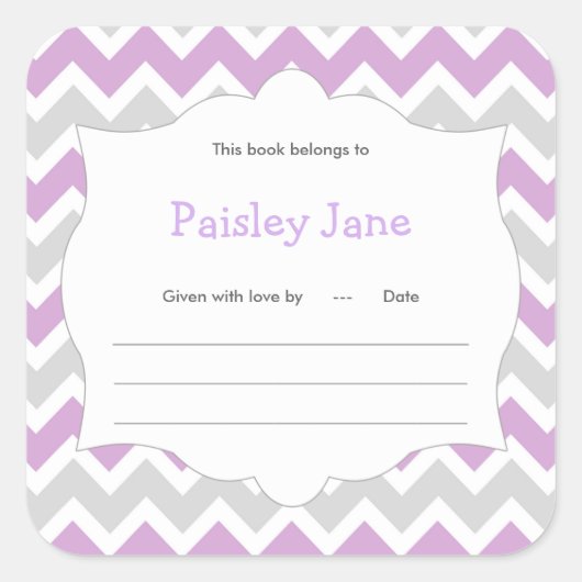 Lavender Chevron baby shower livre étiquette plaqu (Devant)