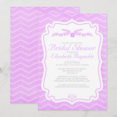 Lavender Chevron Stripes Invitations de douche nup (Devant / Derrière)
