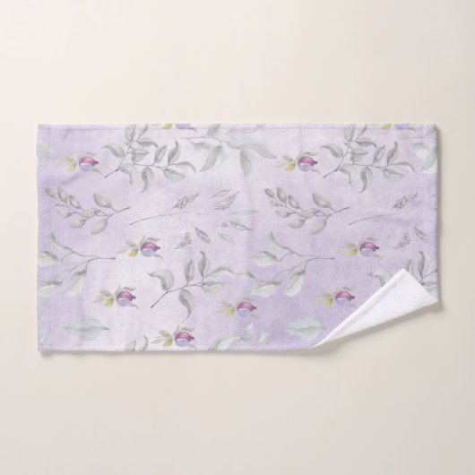 Lavender Chic Floral Feuilles (Serviette à main)
