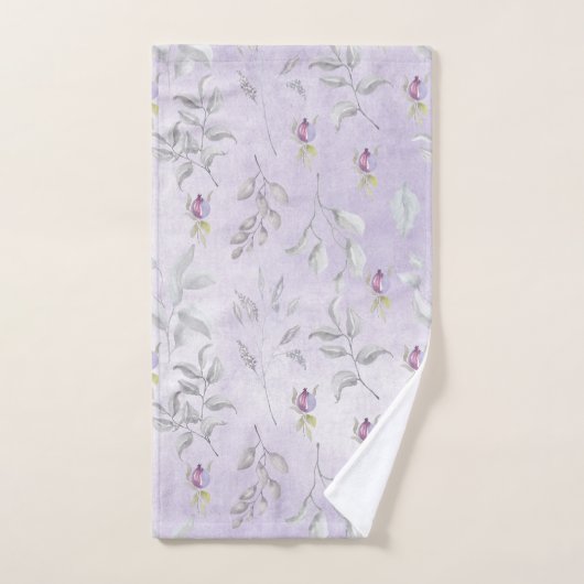 Lavender Chic Floral Feuilles (Serviette à main)