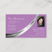 Lavender Chic Silver Decor met Monogram en Foto Visitekaartje (Achterkant)