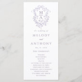 Lavender Classic Floral Crest Wedding Ceremony Programma (Voorkant)