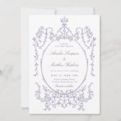 Lavender Classic Floral Frame Wedding            Kaart (Voorkant)