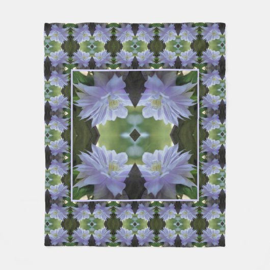 Lavender Clematis-bloem in de trallis Fleece Deken (Voorkant)
