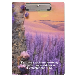Lavender Clipboard Lamentations 3:23 Klembord