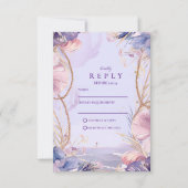 Lavender Coastal Seashell Rope Wedding RSVP Kaartje (Voorkant)