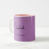 Lavender Coffee Mug Nom du script Texte Modèle (Devant gauche)