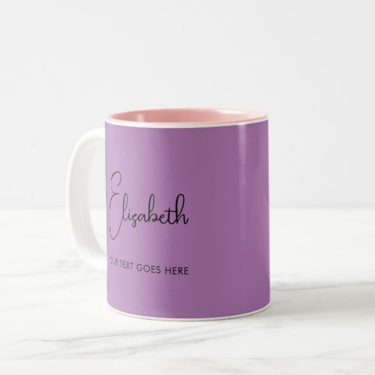 Lavender Coffee Mug Nom du script Texte Modèle (Devant gauche)