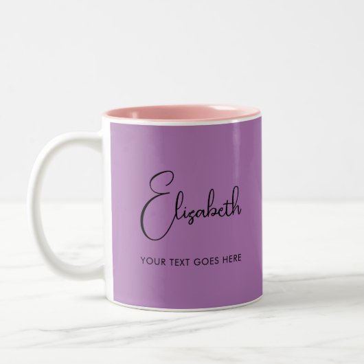 Lavender Coffee Mug Nom du script Texte Modèle (Gauche)