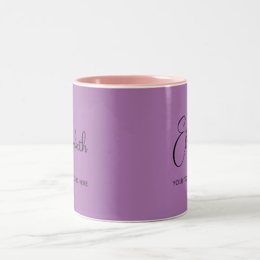 Lavender Coffee Mug Nom du script Texte Modèle (Centre)
