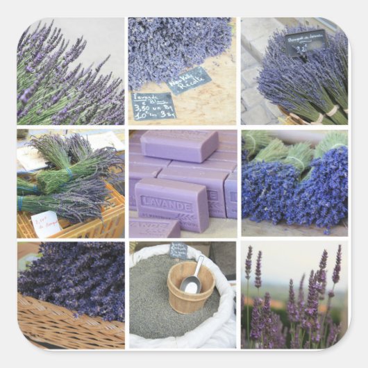 Lavender Collage Vierkante Sticker (Voorkant)