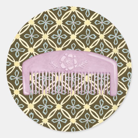 Lavender Comb over Chocolate Background Ronde Sticker (Voorkant)