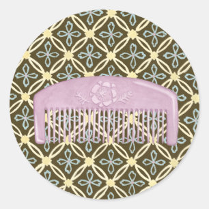 Lavender Comb over Chocolate Background Ronde Sticker
