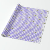 Lavender Cosmos Flowers on Gingham Cadeaupapier (Uitgerold)