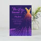 Lavender Cove Luxe jurk 30e verjaardag uitnodiging (Staand voorkant)