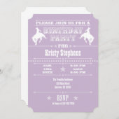 Lavender Cowboy Rodeo Anniversaire Fête Invitation (Devant / Derrière)