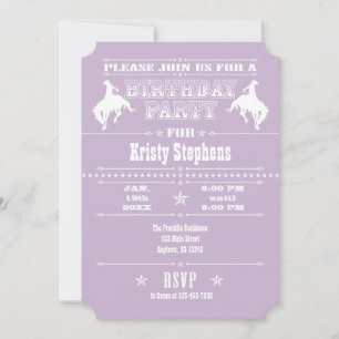 Lavender Cowboy Rodeo Anniversaire Fête Invitation