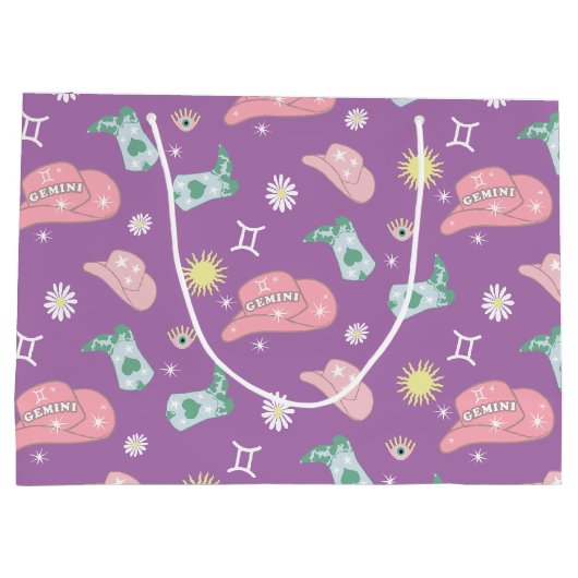Lavender Cowgirl Gemini Zodiac Pattern Aesthetic Groot Cadeauzakje (Achterkant)